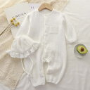 新生 長袖 赤ちゃん 前開き 男の子 ベビー服 帽子付き 綿 子供服 コットン 2点セット ロンパース 女の子 ロンパース ロンパース