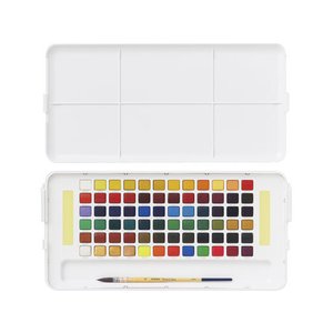 Rakuten - プチカラー72色セット　サクラクレパス　固形水彩絵具　水彩筆付