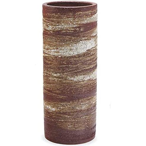 窯変刷毛目寸胴花入 10号　（信楽焼き・陶器・花瓶・花入れ・花器）