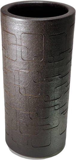 【傘立 陶器】黒釉彫模様傘立（信楽焼・陶器・傘立・梅雨・玄関・和風おしゃれ）