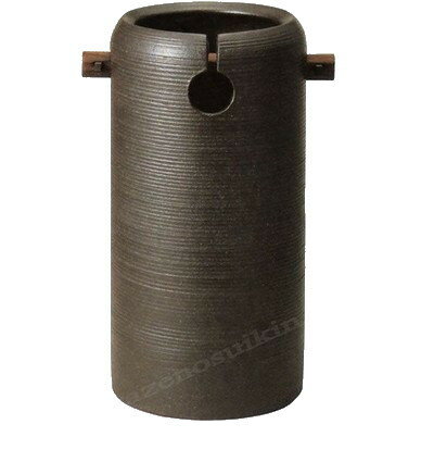 【傘立 陶器】黒釉手付傘立　（信楽焼き・陶器・傘立て ・梅雨・玄関・収納・和風・おしゃれ・日本製）