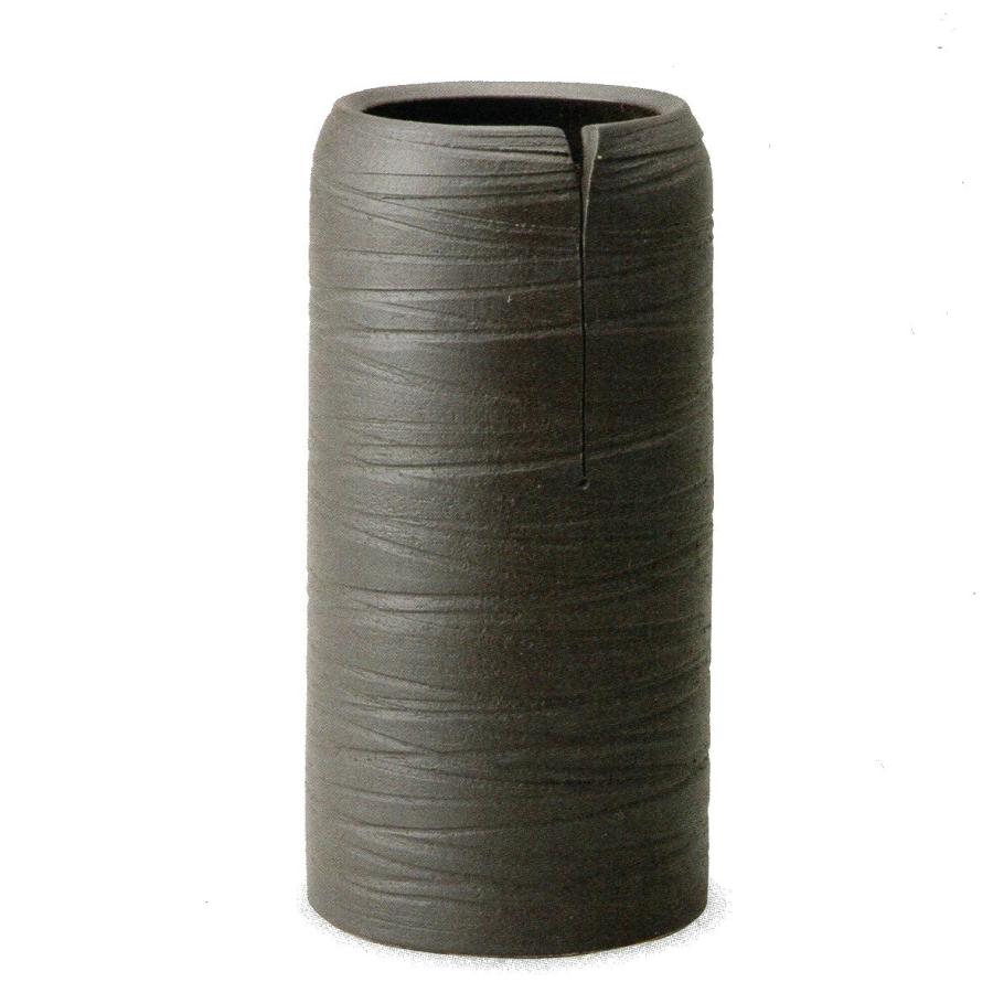 【傘立 陶器】黒釉糸車傘立　（信楽焼き・陶器・傘立て ・梅雨・玄関・収納・和風・おしゃれ・日本製）