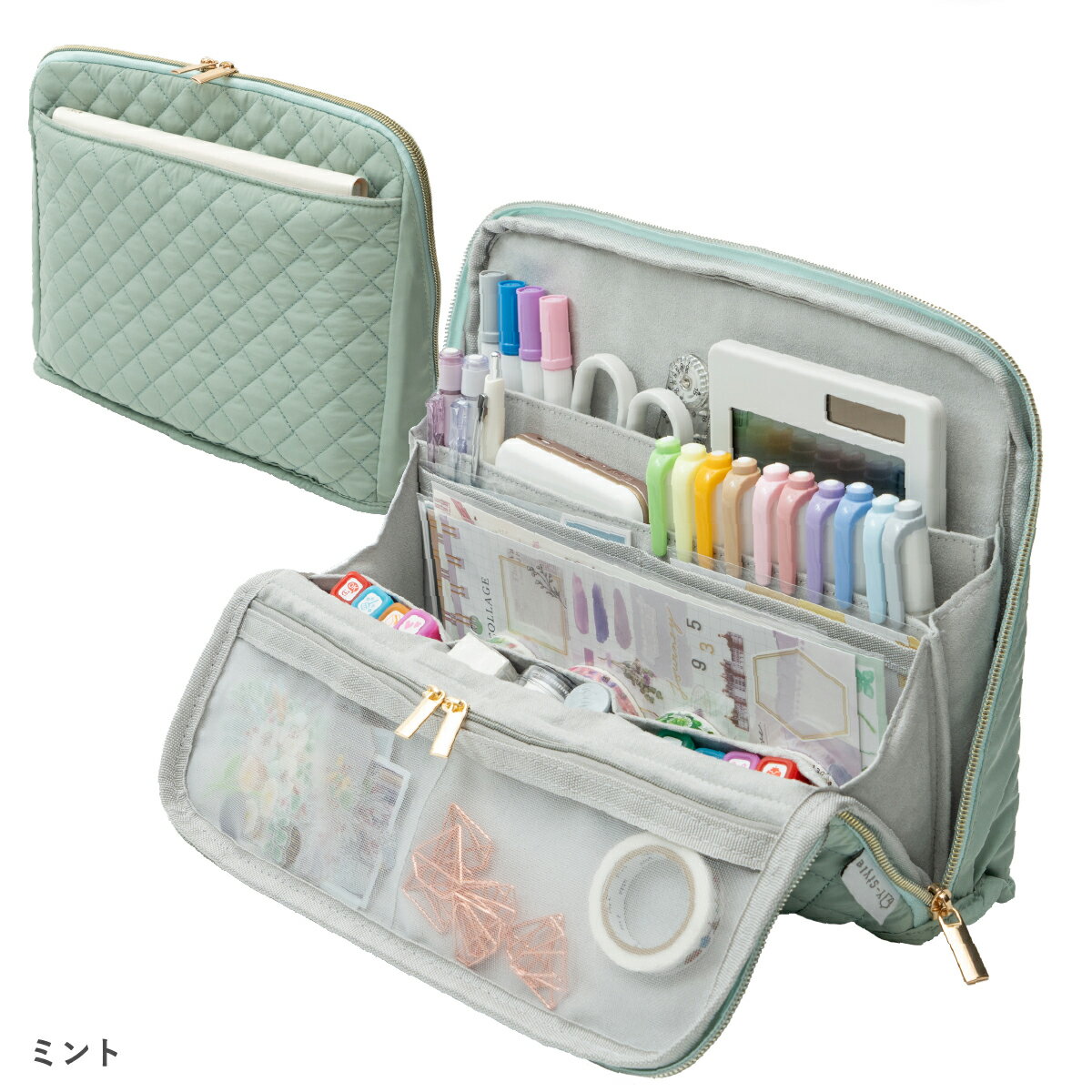 【楽天1位】Y-Style 手帳が入るペンケースL 大容量 全13ポケット ペンスタンド 縦型 自立 立つ 文具 文房具 筆箱 ふでばこ 収納 整理 多機能 かわいい おしゃれ たくさん入る 2