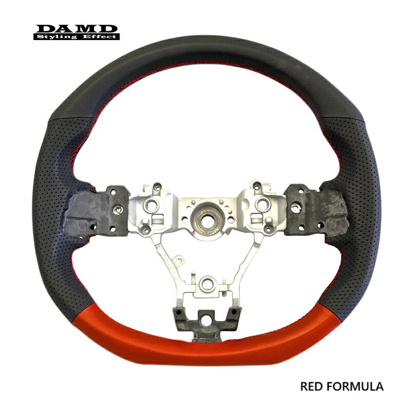 LEVORG レヴォーグ　VMG, VM4 用 ダムド スポーツ ステアリング ホイール (ブラック＆レッドレザー RED FORMULA) SS360-RX (DAMD SPORT STEERING WHEEL 正規品) ※送料無料 (沖縄県その他離島は別途送料) 純正交換タイプ ハンドル 車検対応 立体的なガングリップ形状