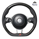 TOYOTA 86 (ハチロク) ZN6 後期型用 レアル ステアリング オリジナルシリーズ ブラックカーボン (レッド×ブラック ユーロステッチ) 品番: GRM-BKC-RD (REAL Steering 純正交換タイプ) ※送料無料 (沖縄県および離島は除く)