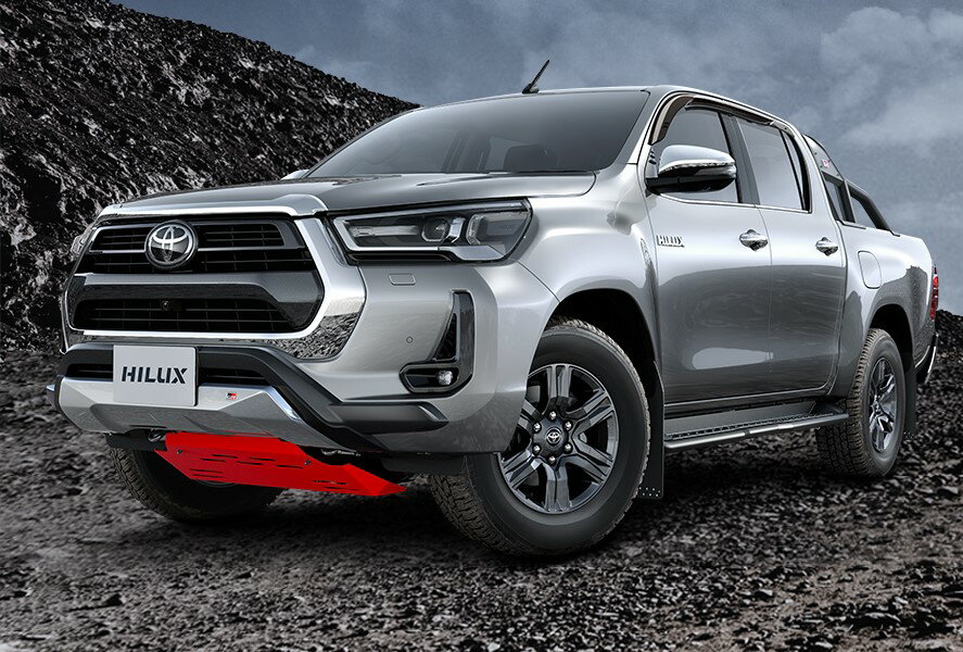 TOYOTA HILUX ハイラックス　GUN125 (2020.8～ 後期型)用 TRD GRフロントアンダーカバー (レッド)　品番： MS301-0K002 (TRD Front under cover PERFORMANCE PARTS 正規品) 送料無料 ※沖縄県その他離島は別途送料がかかります。 2