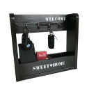 フックスタンド 収納ラック 収納ボックス (ブラック色) 奥行9cm kazu工房 木製 小物入れ 鍵収納 鍵スタンド 鍵置き トレイ 木製 立て掛け アクセサ...