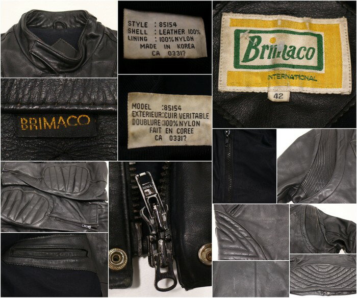 古着 70s BRIMACO レザーライダースジャケット★70年代 【USA買い付け】 【古着】 【中古 】 【ユーズド】 Lサイズ 【ヴィンテージ】 黒 レザージャケット バイカーブリマコ プレゼント ギフト 衣装