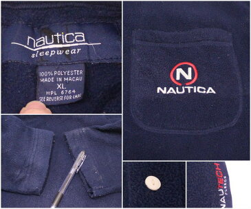 古着 NAUTICA フリース ワンピース ★ XLサイズ ネイビー プレゼント ギフト 衣装 ぽっきり