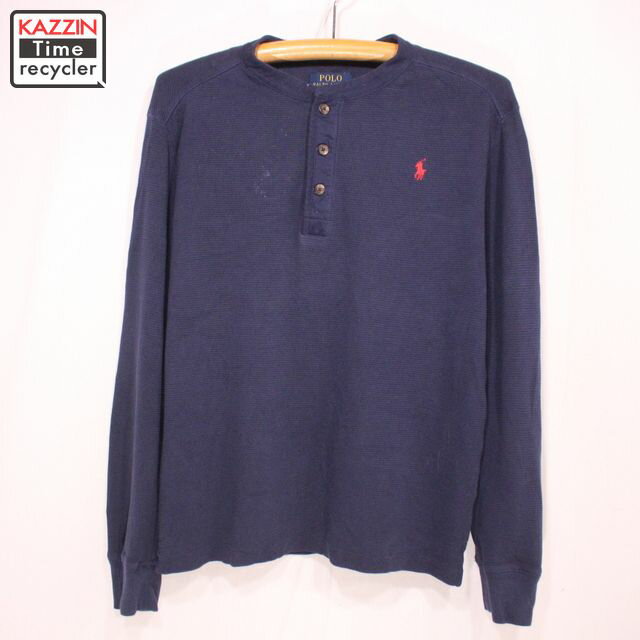 古着 ボーイズ RALPH LAUREN ヘンリーネック サーマルTシャツ★ネイビー プレゼント ギフト 衣装