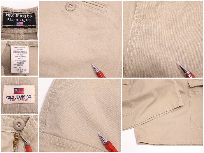 2000s POLO JEANS ラルフローレン カーゴショートパンツ 古着 ★ Sサイズ ベージュ