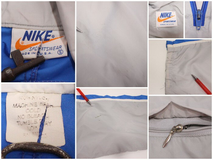 70s USA製 ヴィンテージ NIKE プルオーバー ナイロンジャケット 古着 ★ Mサイズ グレー