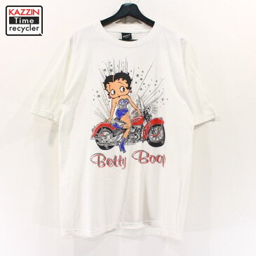 90s USA製 ベティブープ 半袖 プリント Tシャツ キャラクター 古着 ★ Mサイズ ホワイト