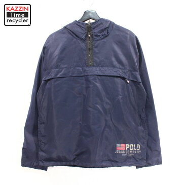 2000s ポロジーンズ RALPH LAUREN ナイロン アノラック パーカー PACKABLE ジャケット 古着 ★ Lサイズ ネイビー