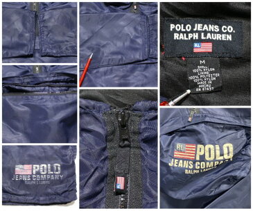 2000s ポロジーンズ RALPH LAUREN ナイロン アノラック パーカー PACKABLE ジャケット 古着 ★ Lサイズ ネイビー