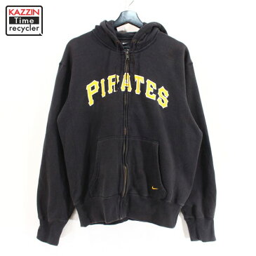2000s MLB ピッツバーグ・パイレーツ フルジップ スウェット パーカー NIKE製 古着 ★ Lサイズ ブラック