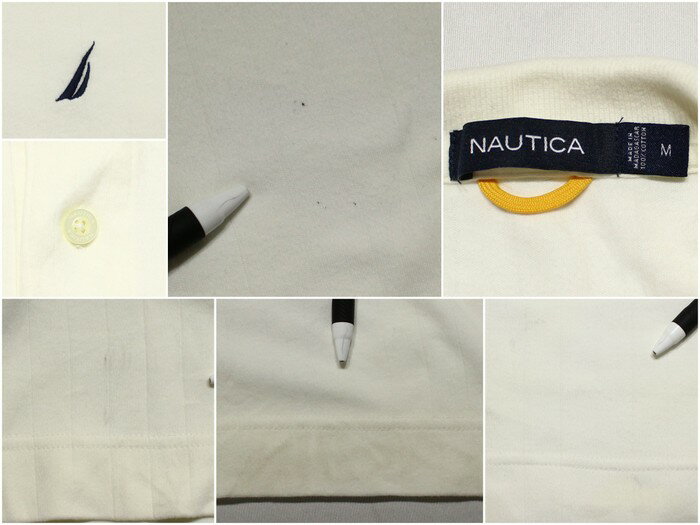 古着 NAUTICA ワンポイント 半袖 ポロシャツ ★ 表記Mサイズ ビッグサイズ ホワイト