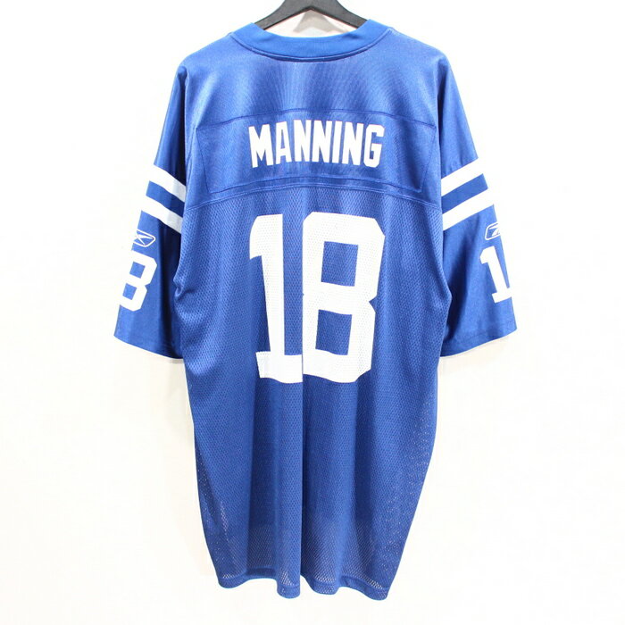 NFL インディアナポリス コルツ マニング ユニフォーム フットボール Tシャツ ♯18 MANNING Reebokボディ 古着 ★ 表記2XL ビッグサイズ ブルー