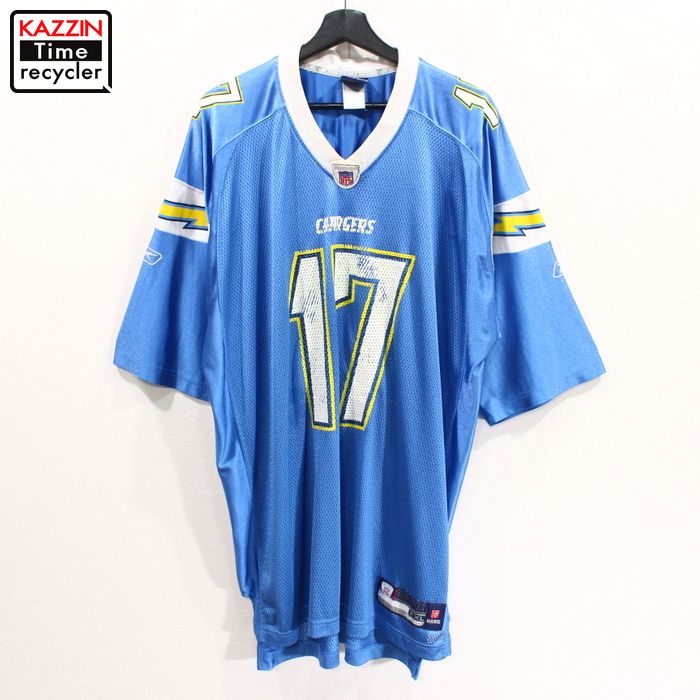 NFL ロサンゼルス チャージャーズ ユニフォーム メッシュフットボール Tシャツ ♯17 RIVERS Reebok製 古着 ★ 表記2XLサイズ ビッグサイズ ブルー