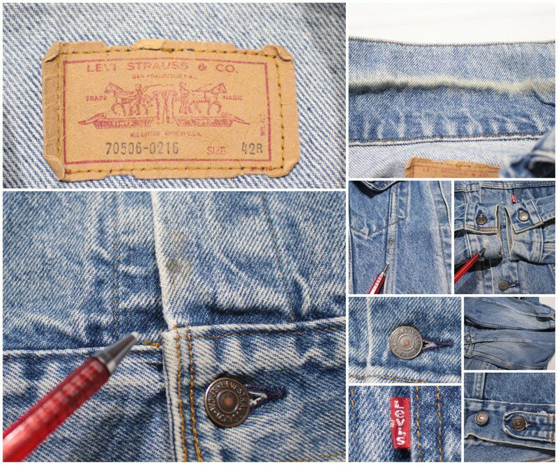 80s USA製 Levi's 70506 デニム ジャケット クロカン 古着 ★ 表記42R ネイビー インディゴ