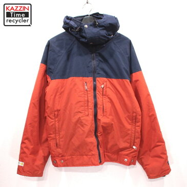 80s USA製 ノースフェイス GORE-TEX 中綿入り ナイロンスキー ジャケット NATIONAL SKI PATROL 紺タグ 古着 ★ 表記Lサイズ オレンジ ネイビー