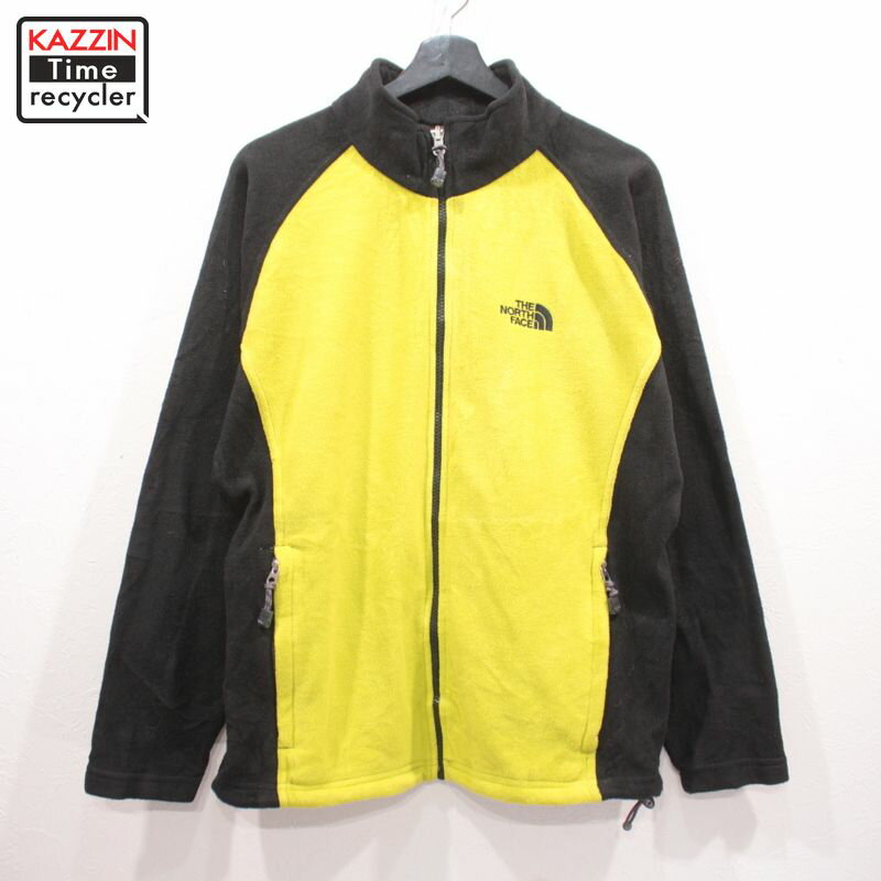 レディース THE NORTH FACE ノースフェイス フルジップ フリース ジャケット 古着 ★ 表記Lサイズ ブラック イエロー ぽっきり