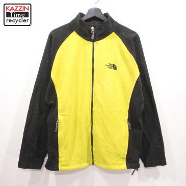 レディース THE NORTH FACE ノースフェイス フルジップ フリース ジャケット 古着 ★ 表記Lサイズ ブラック イエロー ぽっきり