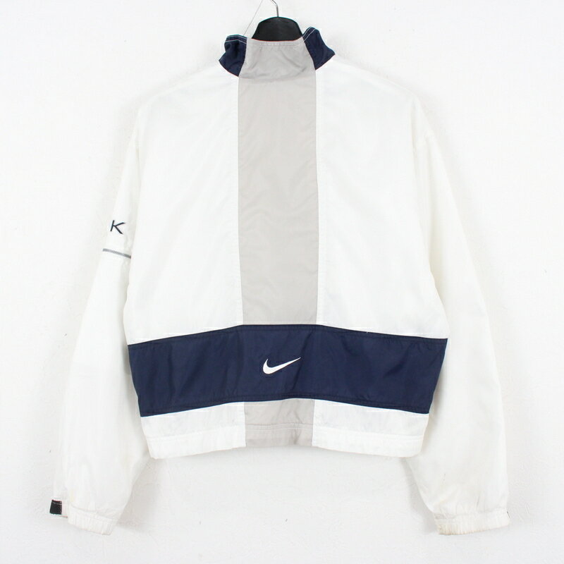 90s ナイキ NIKE ナイロン ジャケット 古着 ★ ボーイズ 表記Mサイズ ホワイト ネイビー ナイロンジャケット