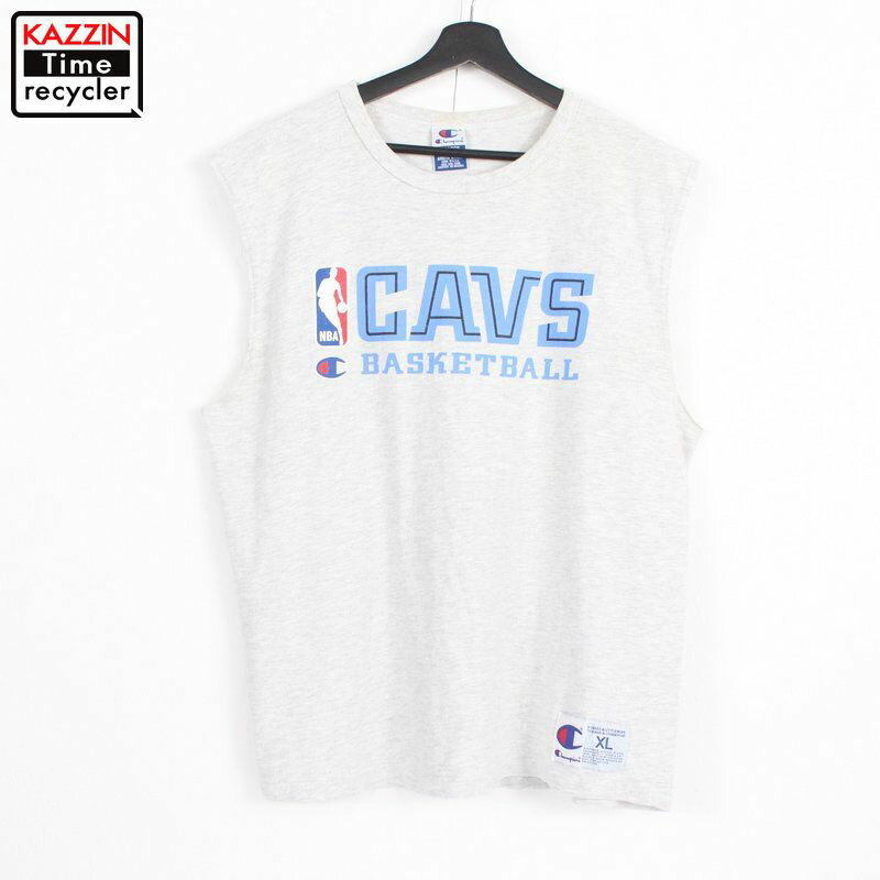 90s USA製 Champion NBA クリーブランド・キャバリアーズ ノースリーブ Tシャツ バスケ 古着 ★ 表記XLサイズ ビッグサイズ オーバーサイズ グレー