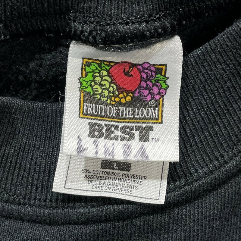 00s Fruit of the Loom プリント 長袖 スウェット トレーナー 古着 ★ 表記Sサイズ ビッグサイズ オーバーサイズ ブラック