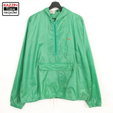 80s アイゾッド IZOD ラコステ LACOSTE ロゴ アノラック パーカー ナイロンジャケット 古着 ★ 表記XLサイズ ビッグサイズ オーバーサイズ グリーン