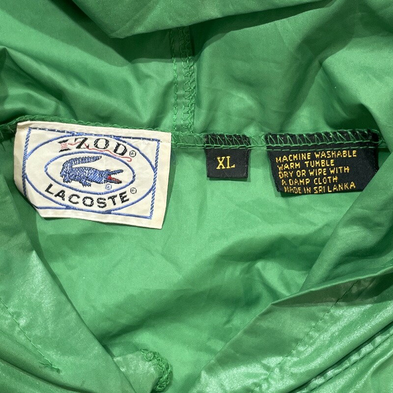 80s アイゾッド IZOD ラコステ LACOSTE ロゴ アノラック パーカー ナイロンジャケット 古着 ★ 表記XLサイズ ビッグサイズ オーバーサイズ グリーン