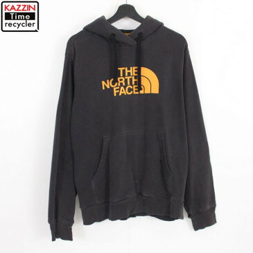 00s ノースフェイス THENORTHFACE ロゴ プリント 長袖 スウェット パーカー 古着 ★ 表記Mサイズ ビッグサイズ オーバーサイズ ブラック