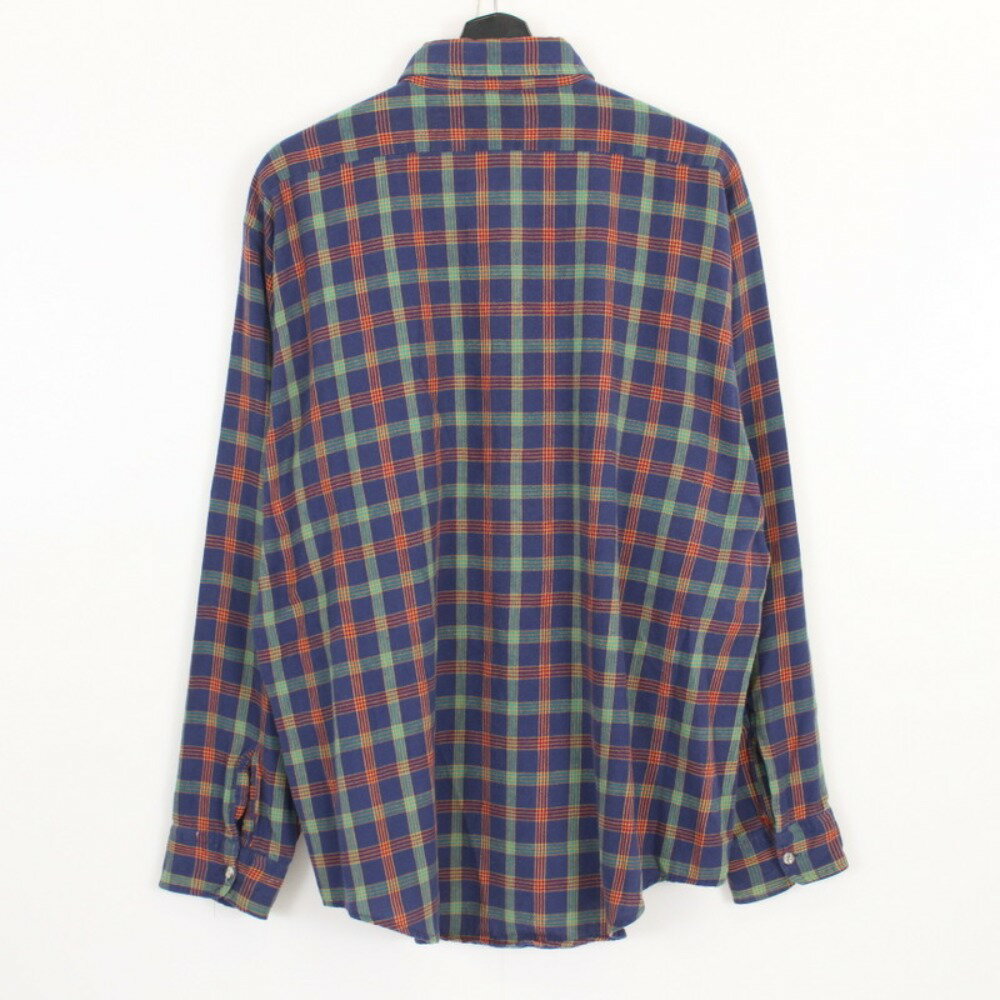 90s ハワイ製 チェク柄 ボタンダウン ネルシャツ 長袖シャツ 古着 ★ 表記XLサイズ ビッグサイズ オーバーサイズ ネイビー