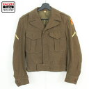 40s ヴィンテージ U.S.ARMY ミリタリー アイク ジャケット 古着 ★ メンズ XS~Sサイズ相当 カーキ Condition 状態 コンディション追記 前身頃：薄汚れ袖・袖口：小穴※記載しきれない微細な汚れやダメージがある場合がございます。あくまで古着であるということを理解頂いたうえ、ご検討くださいませ。 Detail 詳細 年代 40年代 ブランド U.S.ARMY カラー カーキ 素材 ウール プリント・刺繍 ワッペン 特徴 肩パッド入り コメント ※短丈のシルエットが特徴的なミリタリージャケットです。 Size サイズ サイズ表記 34S 着用感 メンズXS~Sサイズ相当 実寸 肩幅：41cm身幅：49cm着丈：52cm袖丈：57cm ※丁寧に計測していますが若干の誤差はご了承下さい。 ※採寸は弊社独自の場所で計測しております。 ※特に着丈に関しましては、前身頃襟元よりの計測となっておりますのでご注意ください。 詳しくはサイズガイドをご覧ください。 サイズガイドはこちら →→メンズ ジャケットの他の商品を見る