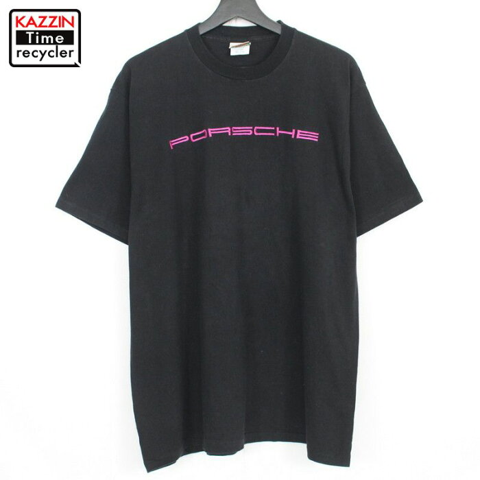 90s ポルシェ PORSCHE 半袖Tシャツ 古着 ★ 表記XLサイズ ビッグサイズ オーバーサイズ ブラック