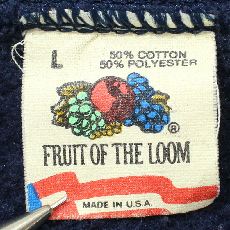 80s USA製 Fruit of the Loom ラグラン スウェット トレーナー 古着 ★ 表記Lサイズ ネイビー