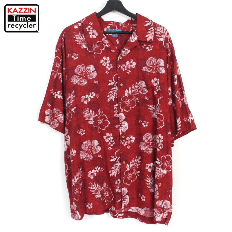 【220516】ハワイアンシャツ 赤 大きいサイズ 中古品 USED