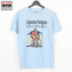80s USA製 Captain Morgan キャプテン・モルガン プリント 半袖Tシャツ 古着 ★ 表記Lサイズ ライトブルー