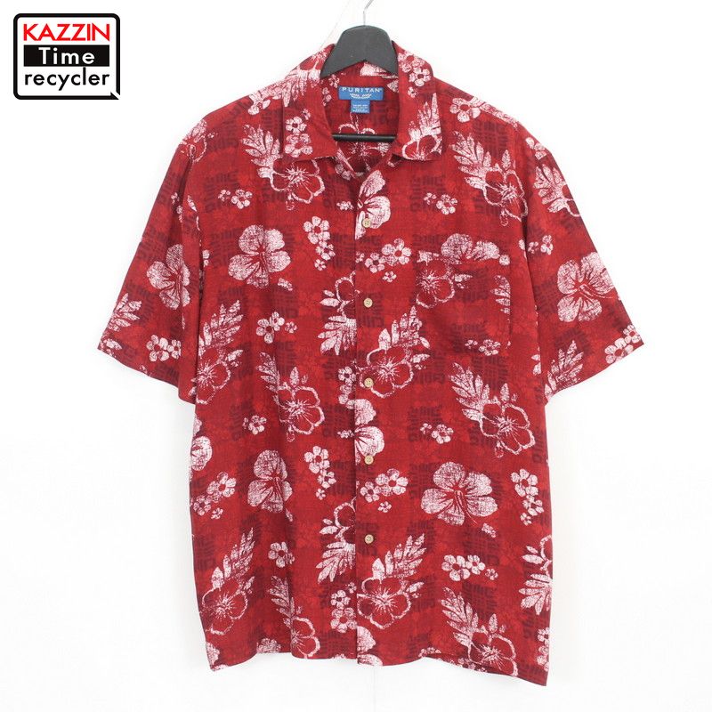 【220615】ハワイアンシャツ 赤 中古品 USED