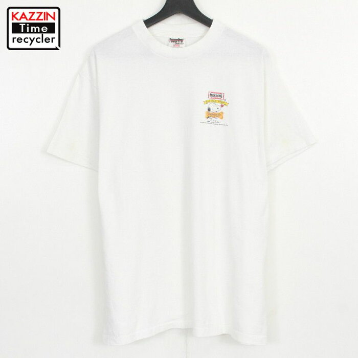 90s スヌーピー PEANUTS ONEITA 半袖Tシャツ 古着 ★ 表記Lサイズ ホワイト