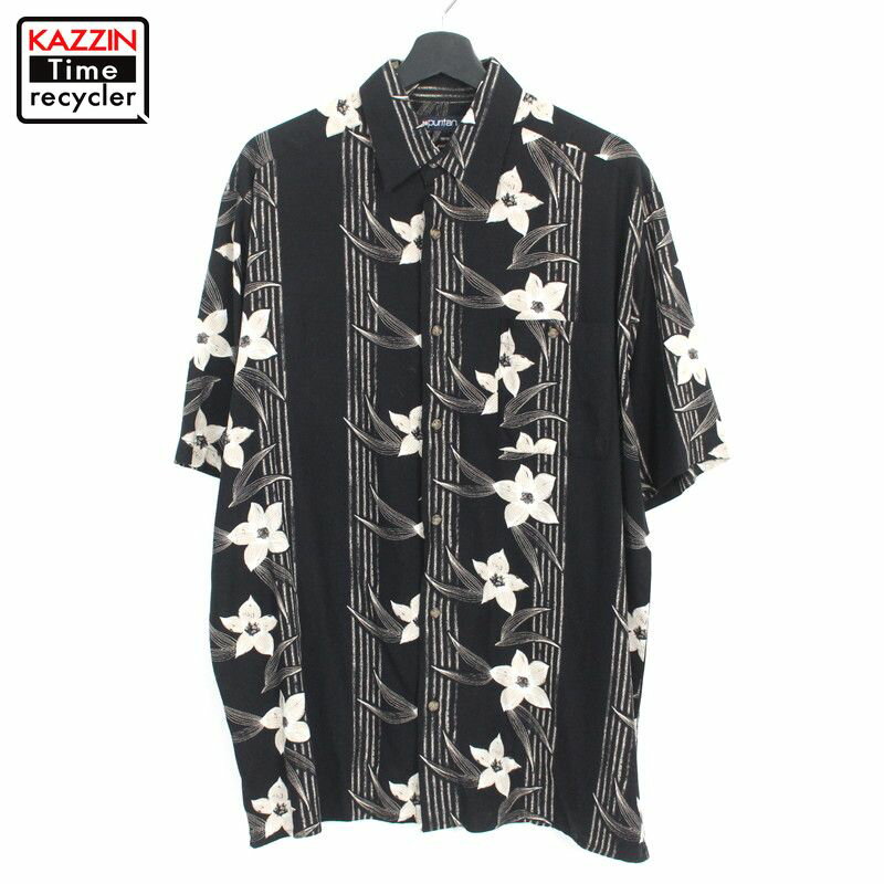 【220622】90年代 ハワイアンシャツ 黒 大きいサイズ 中古品 USED