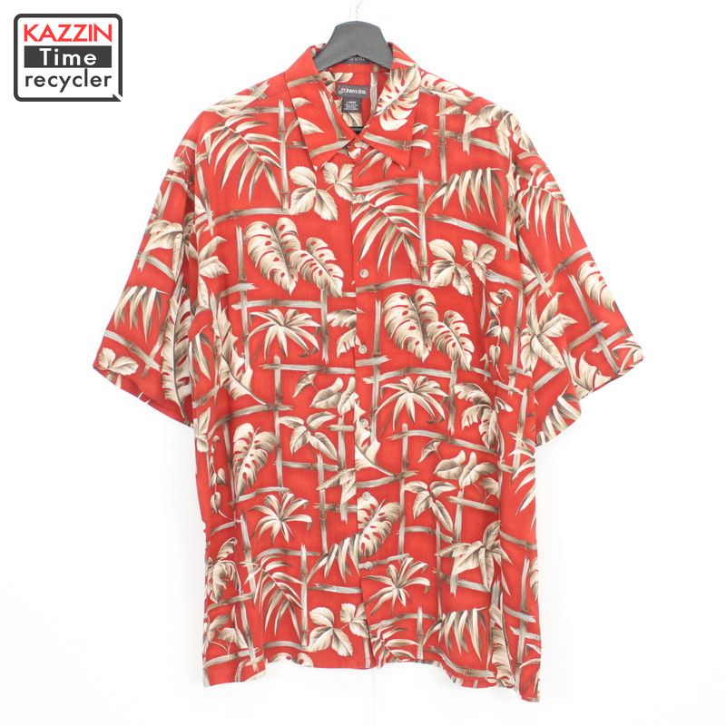 【220701】90年代 ハワイアンシャツ 赤 大きいサイズ 中古品 USED