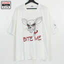 90s GILDAN BITE ME 半袖Tシャツ 古着 ★ 表記XXLサイズ ビッグサイズ オーバーサイズ ホワイト