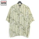【220712】90年代 ハワイアンシャツ 和柄 竹 モスグリーン 大きいサイズ 中古品 USED
