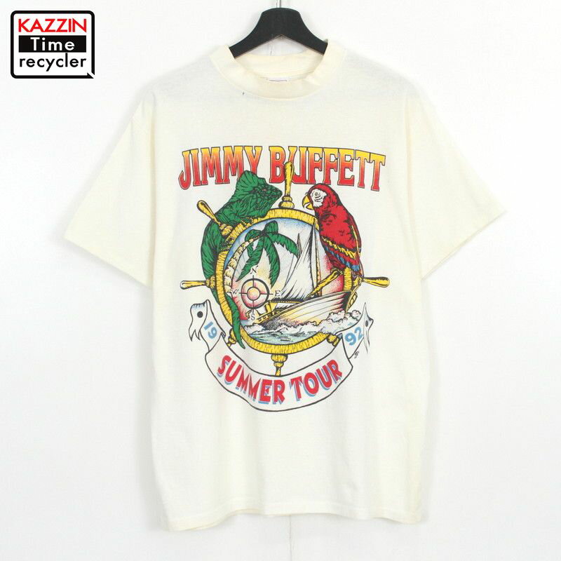 90s USA製 ジミー・バフェット Jimmy Buffett DELTA バンドTシャツ 古着 ★ 表記XLサイズ ホワイト