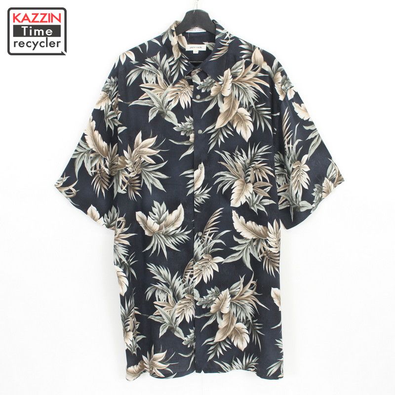 【220722】90年代 ハワイアンシャツ 黒 大きいサイズ 中古品 USED
