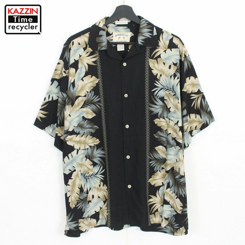 【220815】90年代 ハワイアンシャツ 黒 大きいサイズ 中古品 USED