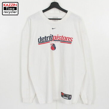 00s NBA ナイキ NIKE デトロイト・ピストンズ 長袖Tシャツ バスケ 古着 ★ 表記XLサイズ ビッグサイズ オーバーサイズ ホワイト