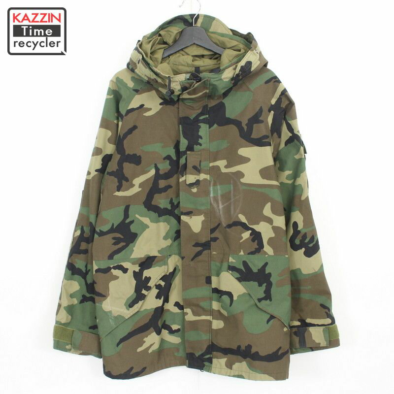 P10倍! 90s U.S.ARMY ウッドランドカモ GORE-TEX ECWCS ミリタリー ジャケット 古着 ★ メンズ XLサイズ相当 ビッグサイズ オーバーサイズ マルチカラー